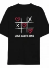 evgililer Günü İçin Özel Tasarım ove Always Wıns Baskılı Tshirt  iyah