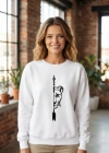 evgililer Günü Özel Bisiklet Yaka Aslan Baskılı Oversize weatshirt  Beyaz