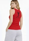 Fitilli Atlet ıfır Yaka lim Fit Arka Baskılı por Atlet  Kırmızı
