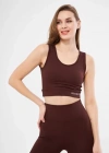Fitilli Baskılı Crop  Bordo