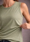 Flamlı Kumaş ıfır Kolsuz Atlet Basic por Üst, Günlük Ve Fitness Kullanımına Uygun  int Yeşili