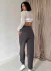 Füme Pensli astik Detaylı Pantolon