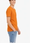 Genç Erkek Çocuk V Yaka Tişört Yazlık odel Günlük Basic Body  Turuncu