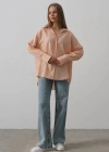 Geniş anşet Detaylı Gömlek  Açık Somon
