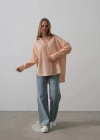 Geniş anşet Detaylı Gömlek  Açık Somon