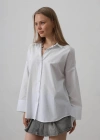 Geniş Manşet Detaylı Gömlek  Beyaz