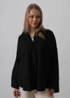 Geniş Manşet Detaylı Gömlek  iyah