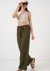 Geniş Paça Keten Pantolon 6735  Haki