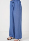Geniş Paça Keten Pantolon 6735  İndigo