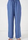 Geniş Paça Keten Pantolon 6735  İndigo