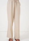 Geniş Paça Keten Pantolon 6735  Krem