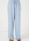 Geniş Paça Keten Pantolon 6735  Mavi