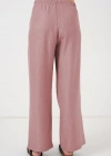 Geniş Paça Keten Pantolon 6735  Pudra