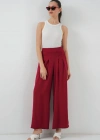 Geniş Paça Pileli Pantolon 6718  Kırmızı