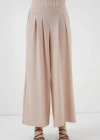 Geniş Paça Pileli Pantolon 6718  Krem