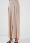 Geniş Paça Pileli Pantolon 6718  Krem