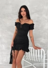 Göğüs Bağlamalı Mini Elbise  iyah