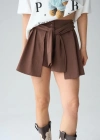 Gömlek Bağlamalı Şort  KAHVE