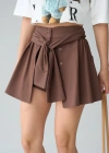 Gömlek Bağlamalı Şort  KAHVE