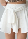 Gömlek Bağlamalı Şort  Krem