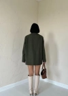 Haki Çizgili Oversize Ceket