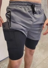 İç Cepli porcu Alt Taytlı Şort  GRİ