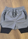 İç Cepli porcu Alt Taytlı Şort  GRİ