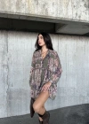 Içi Astarlı Şifon Elbise  Desenli