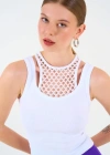 İçi Dantelli Kaşkorse Atlet  Beyaz