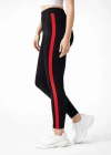ikralı Yan Kırmızı Şeritli Detaylı Tayt  iyah