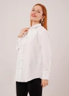 İnce Çizgi Detaylı Beyaz Gömlek