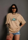 ırt Baskılı Tshirt  Bej