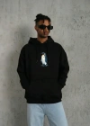 iyah Oversize Hoodie  ırt Baskılı urvivor Penguin Temalı, Felsefi Yazılı Kapüşonlu weatshirt  iyah