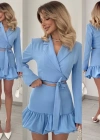 Kadın anşet Yaka Detay Göbek Bağcıklı Ceket Ve Volanlı Etek Takım
