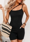 Kadın Asimetrik Askılı Mini Kaşkorse Bodycon Tulum