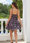 Kadın Askılı çiçek Desenli Süprem Mini Elbise