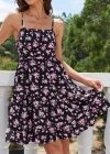 Kadın Askılı çiçek Desenli Süprem Mini Elbise