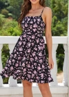 Kadın Askılı çiçek Desenli Süprem Mini Elbise