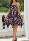 Kadın Askılı çiçek Desenli Süprem Mini Elbise