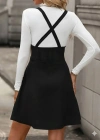 Kadın Askılı Düğmeli Mini Süet Elbise