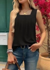 Kadın Askılı Geometrik Yaka Detaylı Pileli Viskon Bluz