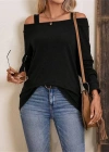 Kadın Askılı Iki Omuzu Açık Salaş Yün Viskon Bluz