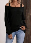 Kadın Askılı Iki Omuzu Açık Salaş Yün Viskon Bluz