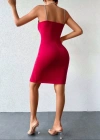 Kadın Askılı Kalp Yaka Yırtmaçlı Scuba Elbise