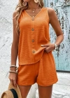 Kadın Askılı Kolsuz V Yakalı önden Düğmeli Bürümcük Bluz Ve Short Ikili Takım