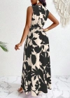 Kadın Askılı Kruvaze Yakalı çiçek Desenli Uzun Süprem Elbise