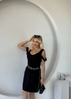 Kadın Askılı oğuk Omuz Detaylı odal Elbise