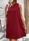 Kadın Askılı V Yakalı Geniş Kesim Detaylı Kısa Janjan Krep Elbise