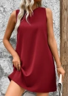 Kadın Askılı V Yakalı Geniş Kesim Detaylı Kısa Janjan Krep Elbise