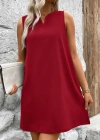 Kadın Askılı V Yakalı Geniş Kesim Detaylı Kısa Janjan Krep Elbise